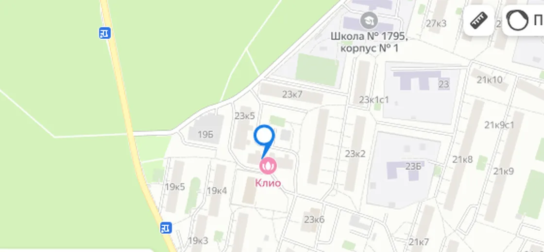 Карта проезда: салон красоты КЛИО, Открытое шоссе 23 корп. 4, Москва